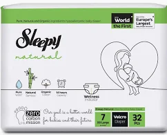 SLEEPY NATURAL Scutece copii nr 7 XXLarge 20-30kg, 32buc