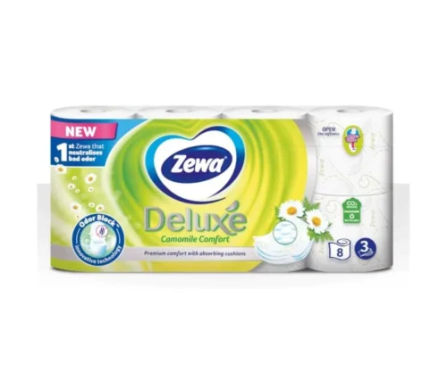 ZEWA DELUXE hârtie igienică parfumată, 8role/set, 3 straturi, Camomile Comfort