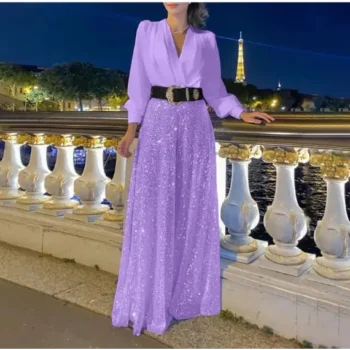 Salopetă elegantă, mov deschis, mărime L