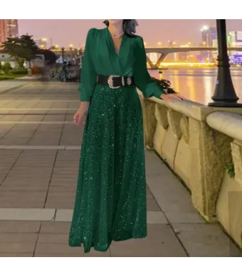Salopetă elegantă, verde închis, mărime L