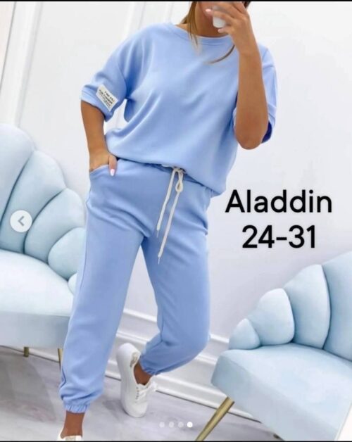 Compleu sport-casual, mesaj *Life isn*t perfect, but your life can be*, albastru