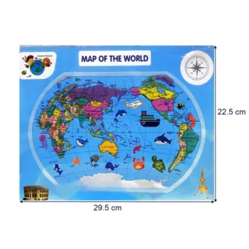 Puzzle din lemn, 27 piese - Harta lumii