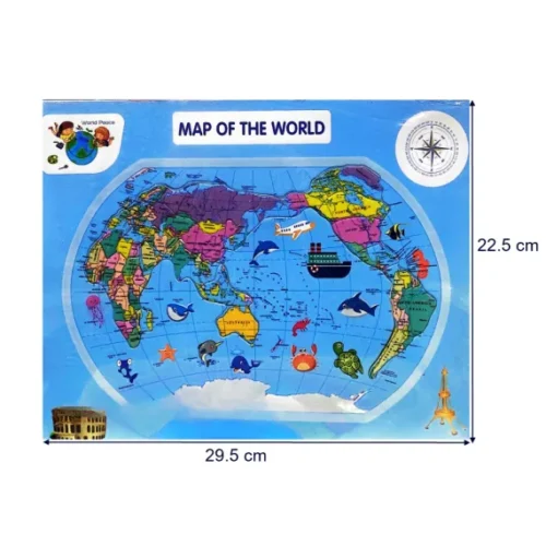 Puzzle din lemn, 27 piese - Harta lumii