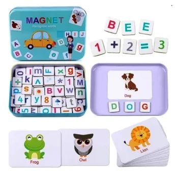 Alfabetar magnetic în cutie metalică