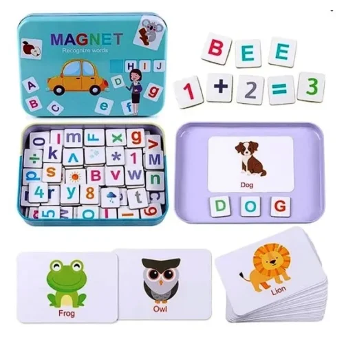 Alfabetar magnetic în cutie metalică