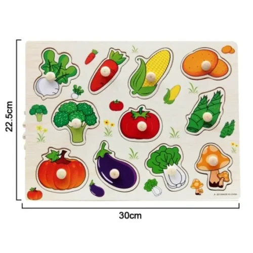 Puzzle legume din lemn, cu mâner