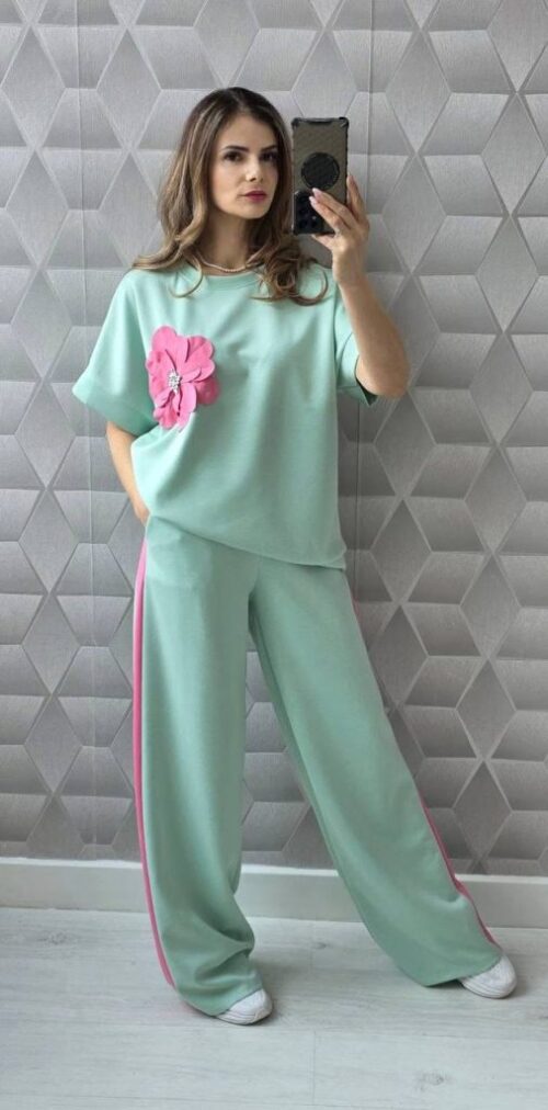 verde Compleu cu mânecă scurtă Glory, verde turcoaz